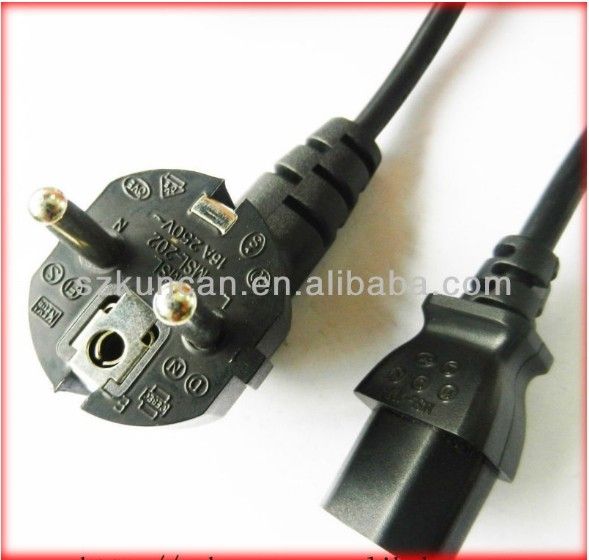 250V AC 3 prong standard VDE power cord