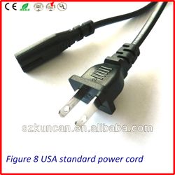 ul power cord with 2 pins nema 1-15p plug