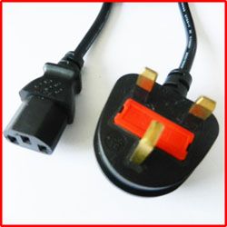 computer power cord with uk 3 pins plug