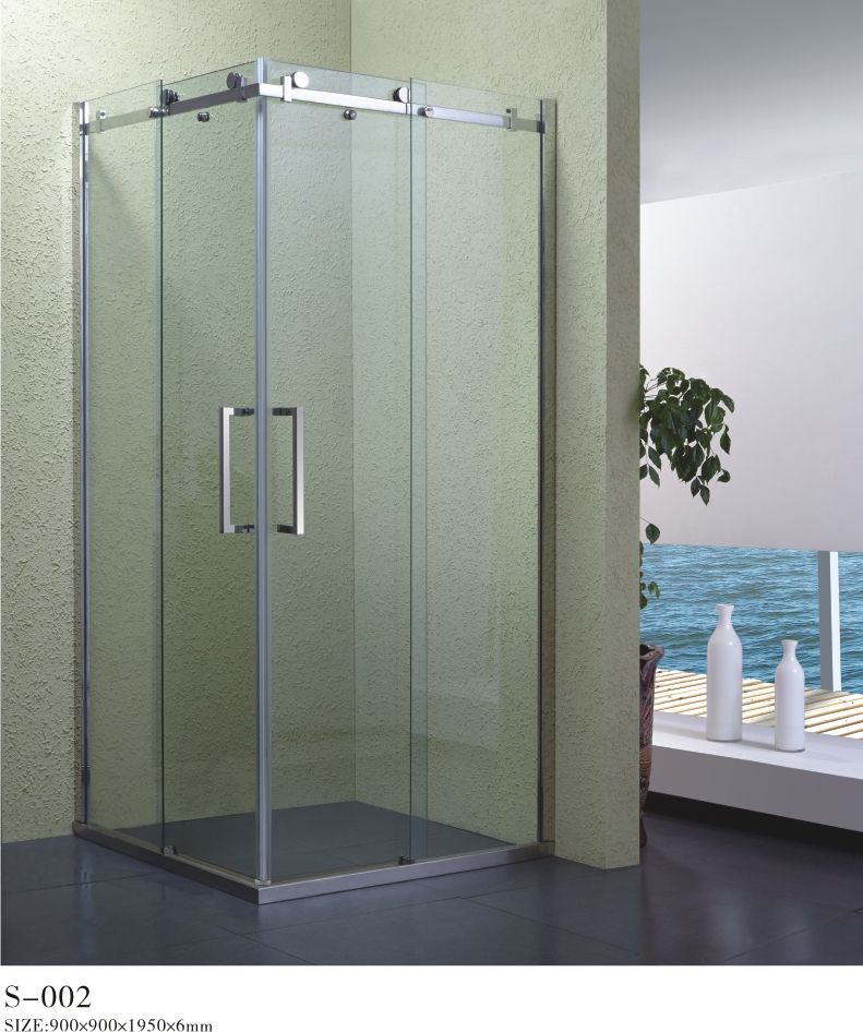 Tempered glass stainless steel shower enclosure slide