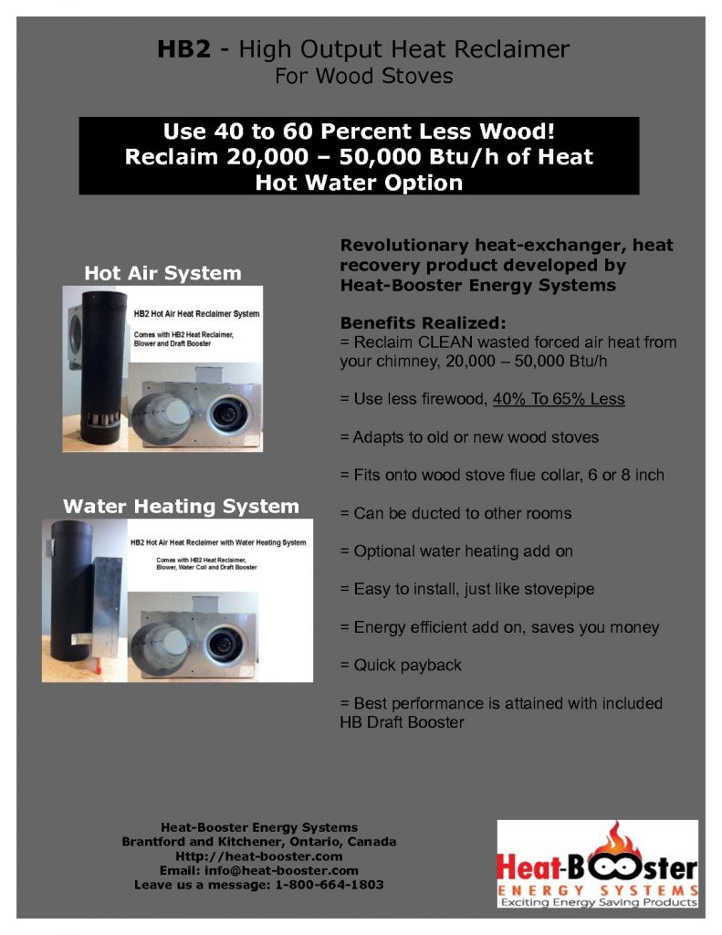 Stove Pipe Heat Reclaimer for Wood Stoves (HB2)