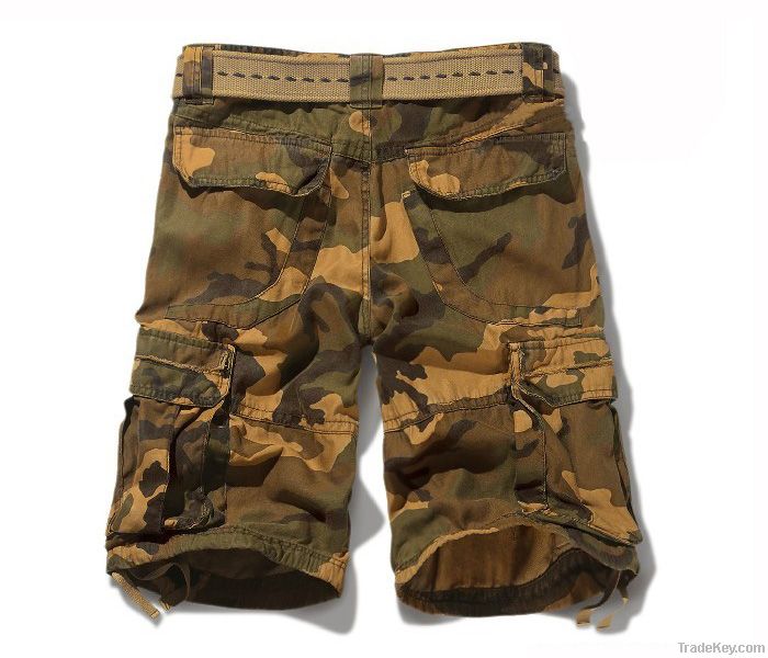 wholesale mens fashion camouflage cargo shorts with belt