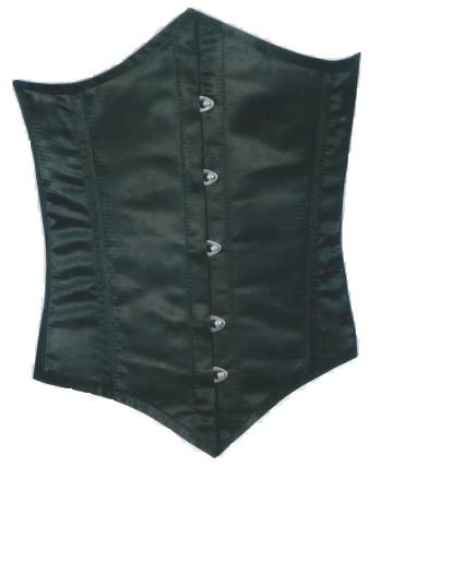 Diamon Shape Underbust Black Satin Corsets 