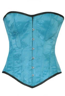  Overbust Cyan Brocade Corsets 