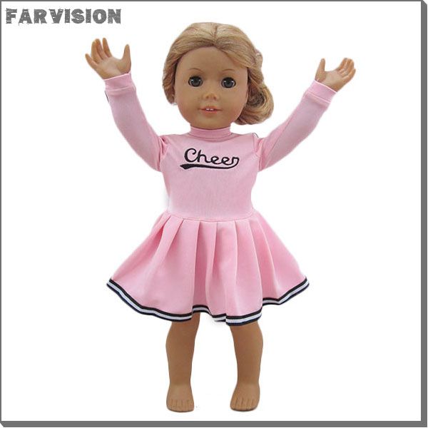 American girl cheer doll dress, pink doll dress wholesale