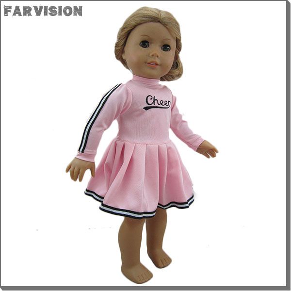 American girl cheer doll dress, pink doll dress wholesale