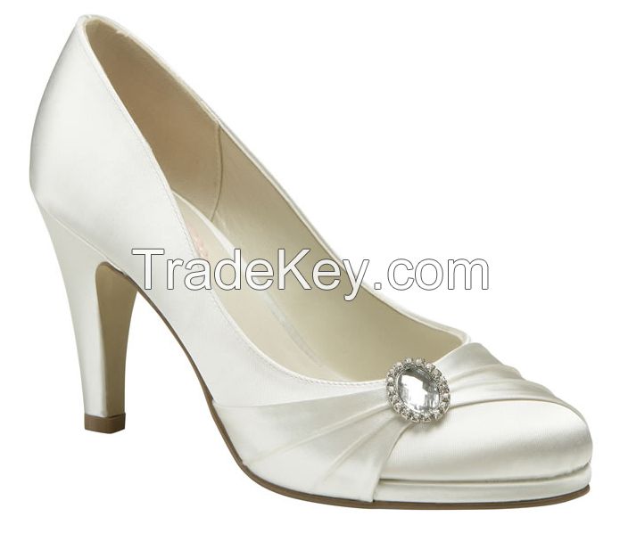 Women High Heel Wedding Shoes Bridal Shoes Satin Shoes Ivory Shoes