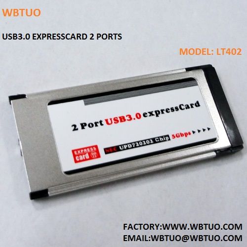 High quality 2 ports USB3.0 ExpressCard 34mm SuperSpeed 5Gbps for laptop