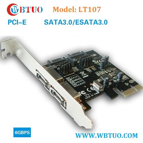WBTUO PCI-E Express SATA3.0 ESATA3.0 card adapter for desktop ASM1061 superspeed 6Gbps LT107