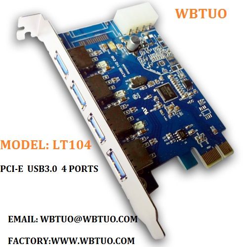 WBTUO desktop 4 ports PCI-E Express USB3.0 card adapter FL1100 superspeed 5Gbps 