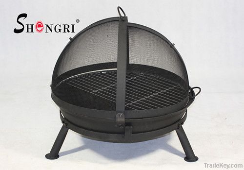 cast iron fire bowl with bbq grill