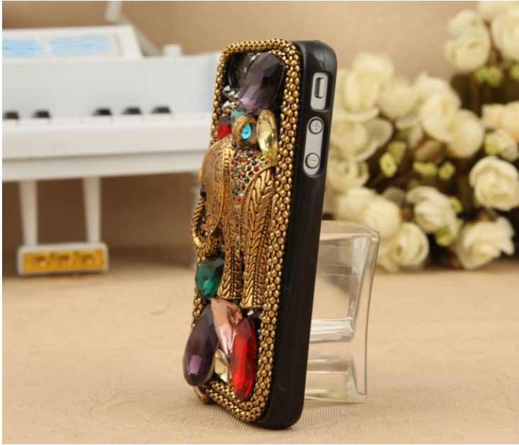 Nostalgia Style Elephant Crystal Cell Phone Cover Case for iPhone 5/5s/4/4s