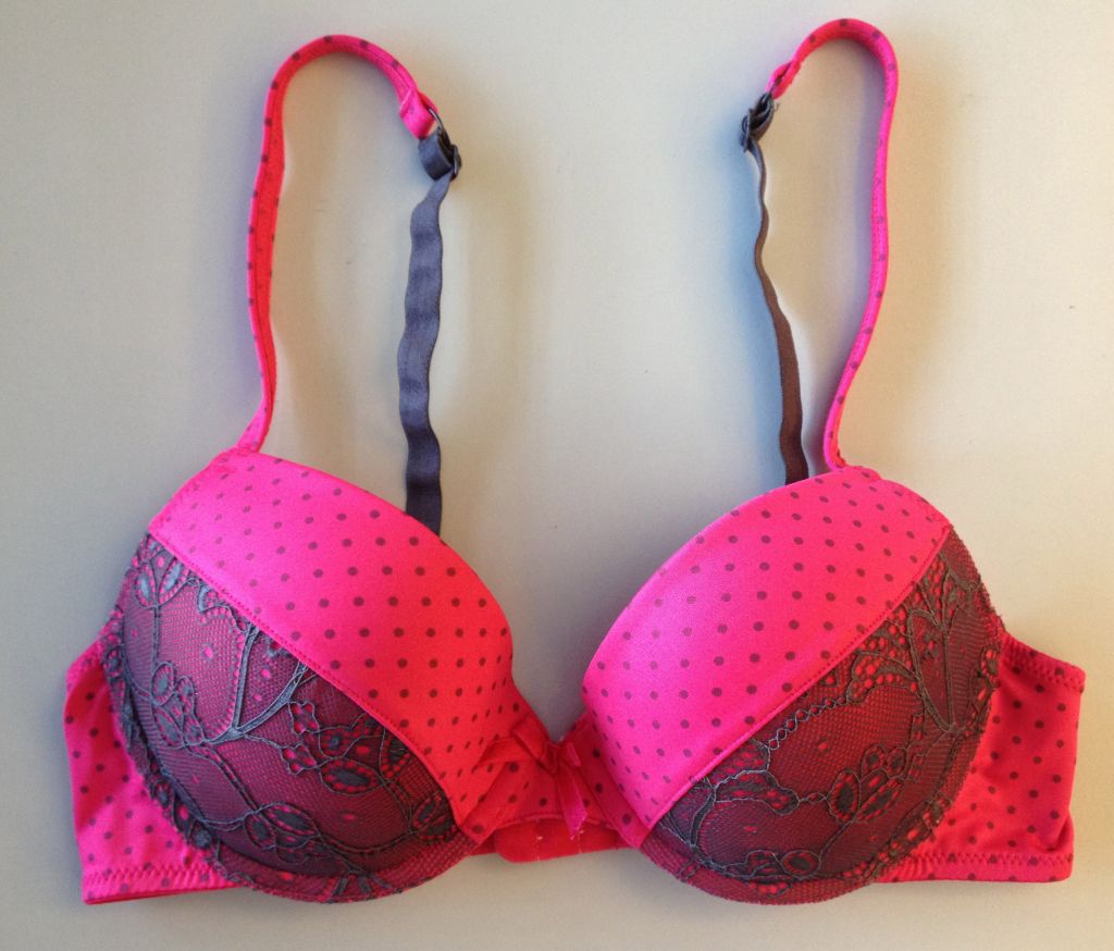 Ladies fancy print moulded cup bra & brief set underwear  with contrast lace