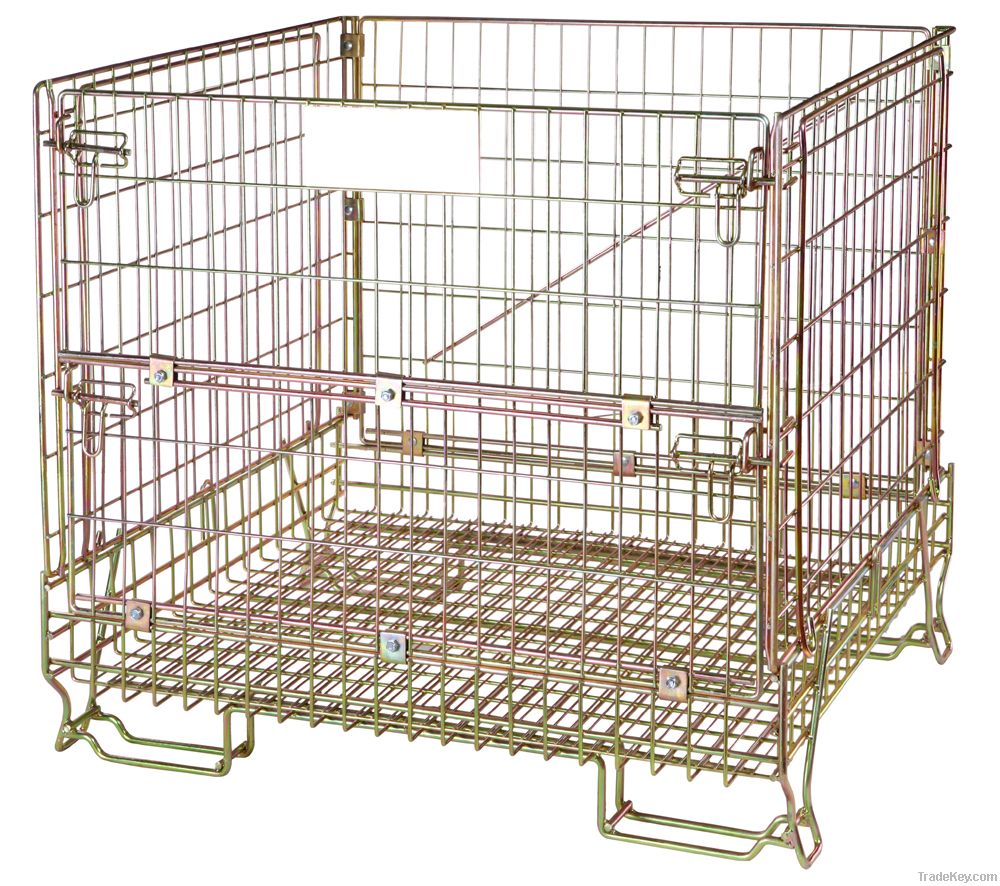 Folding storage wire mesh container industry