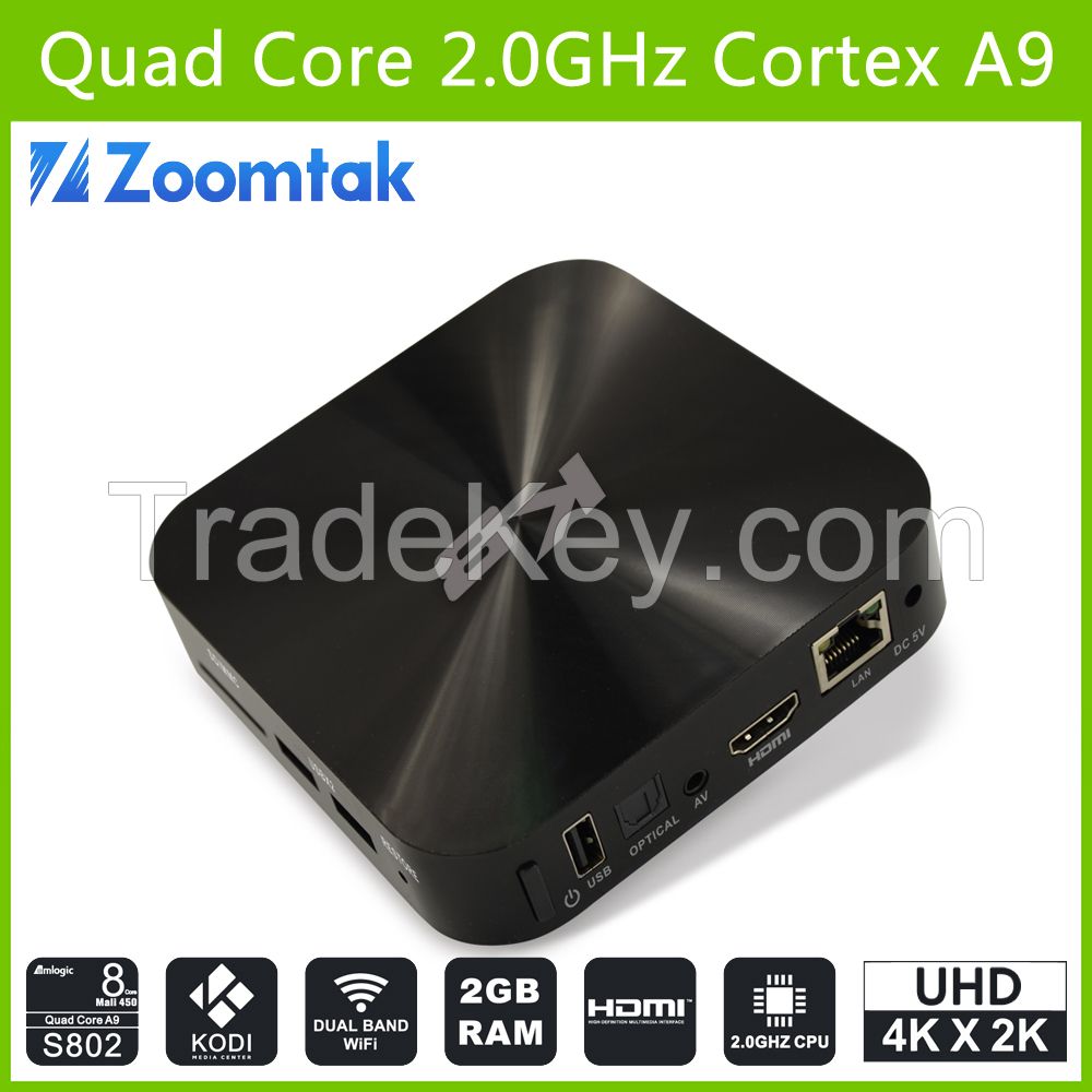 Cheap Amlogic S802 quad core 4k Android set top box with 2G RAM 8G Flash