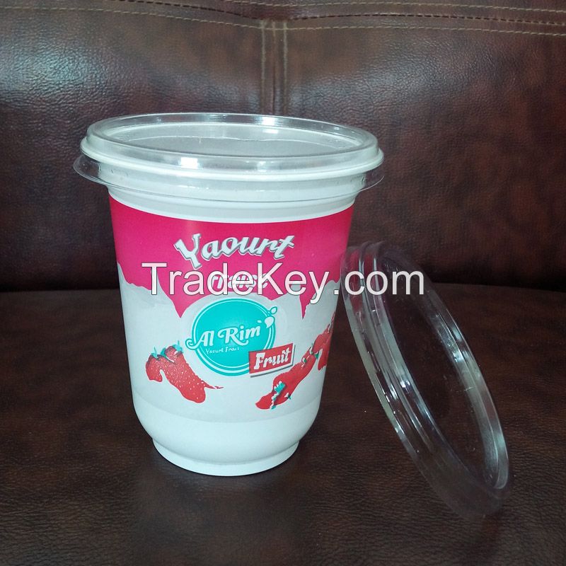 ps 14oz disposable plastic yogurt cup with a lid
