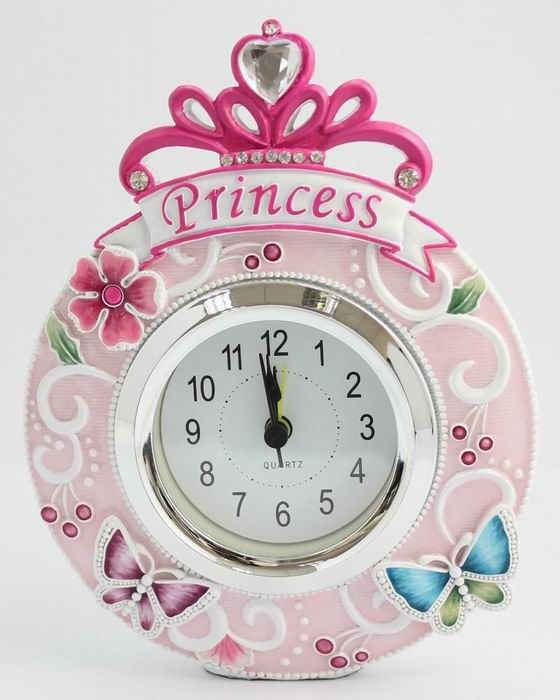 Polyresin Table Alarm Clock with Butterfly