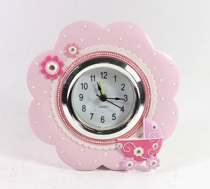 Polyresin Table Alarm Clock with Butterfly