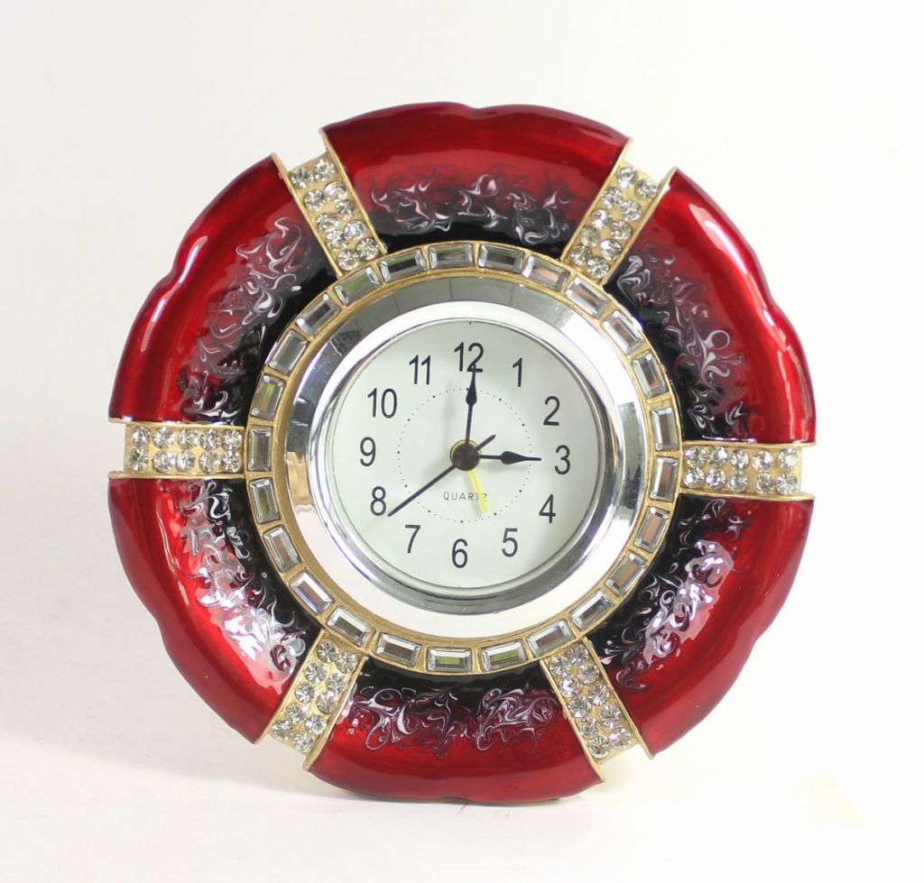 Polyresin Table Alarm Clock with Butterfly