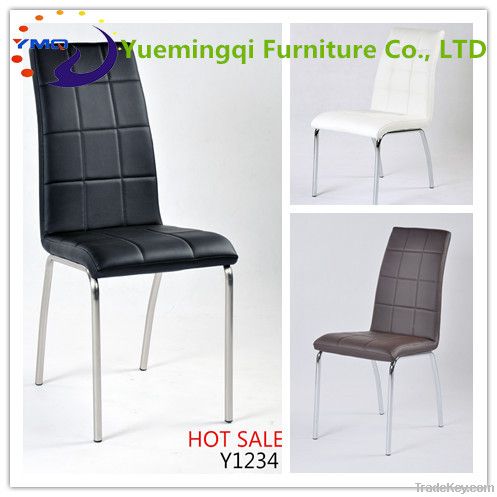 hot sale brown leather dining chair/high back restaurant dining chiar