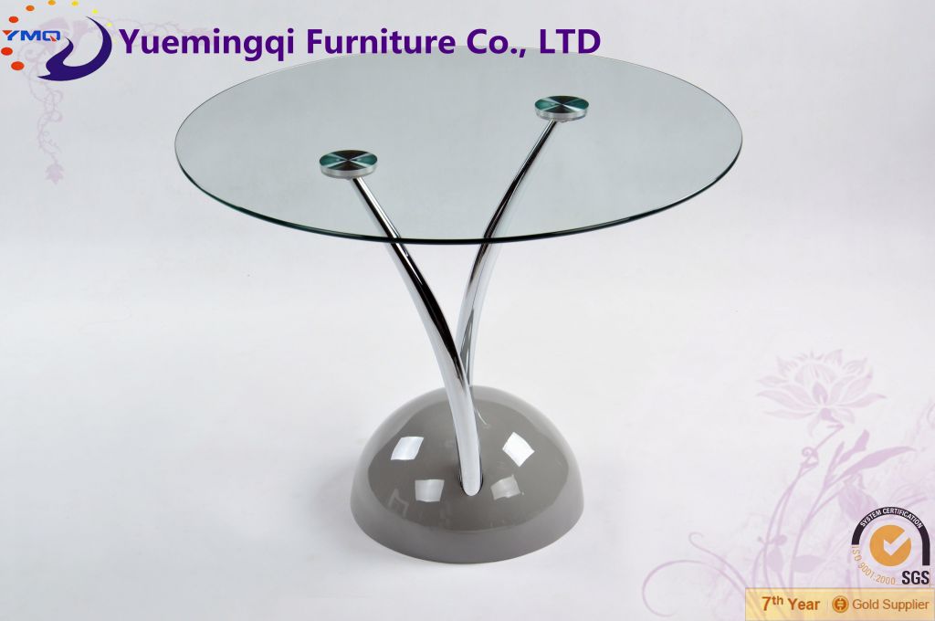 metal leg round glass top dining table/small dining table/dining room