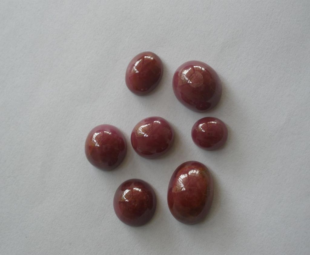 Cut and polished ruby cabochon