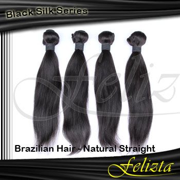 5A Natural Straight Brazilian Human Virgin Hair Extension Felizta Black Silk Series