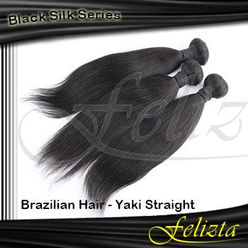 5A Yaki Straight Brazilian Human Virgin Hair Extension Felizta Black Silk Series