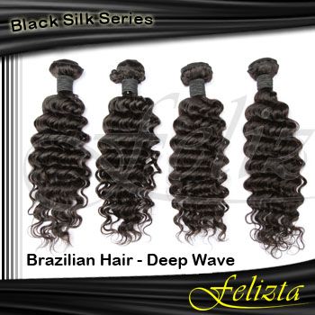 5A Deep Wave Brazilian Human Virgin Hair Extension Felizta Black Silk Series