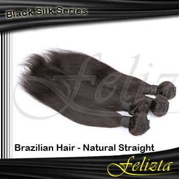 5A Natural Straight Brazilian Human Virgin Hair Extension Felizta Black Silk Series