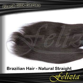 5A Natural Straight Brazilian Human Virgin Hair Extension Felizta Black Silk Series