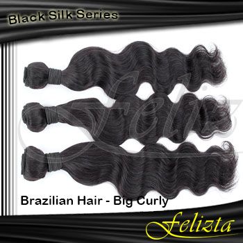 5A Big Curly Brazilian Human Virgin Hair Extension Felizta Black Silk Series