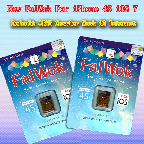 New FalWok iOS 7 Only Unlock AT&T sim card For iPhone 4S AT&T iOS 7 Work 3G internet