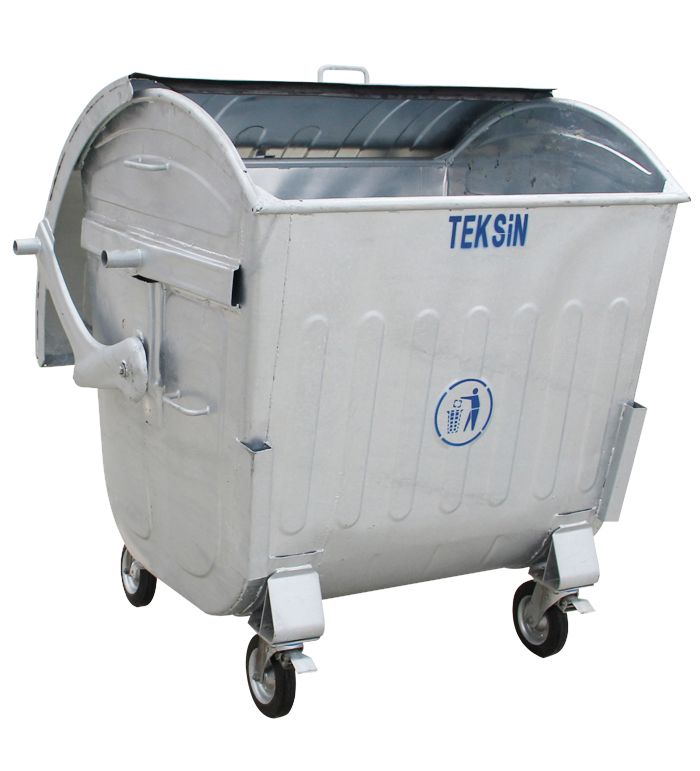 1, 1 M3 HOT DIP GALVANIZED WASTE CONTAINER WITH DOME LID
