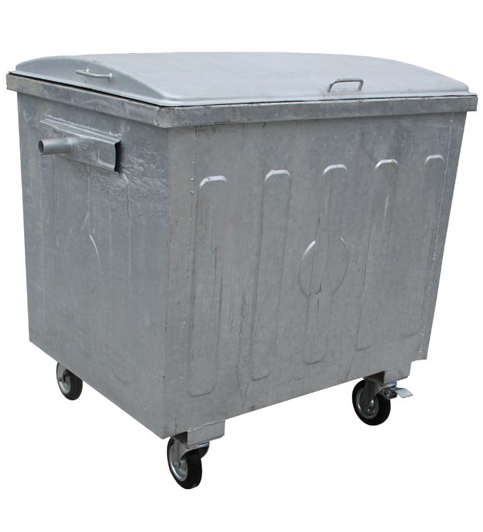 1, 1 M3 HOT DIP GALVANIZED WASTE CONTAINER WITH SEMI DOME LID