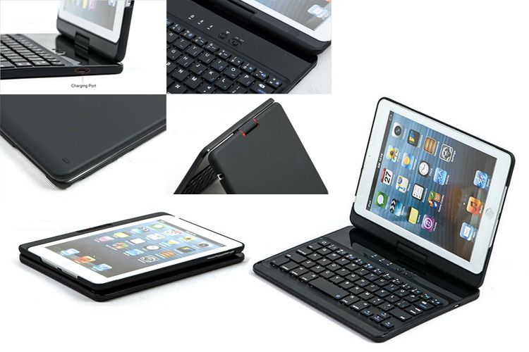 360 Swivel Rotating Stand Case Cover with Bluetooth Keyboard For iPad Mini 2