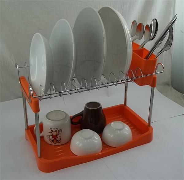 Two tiers dish drain with plastic tray