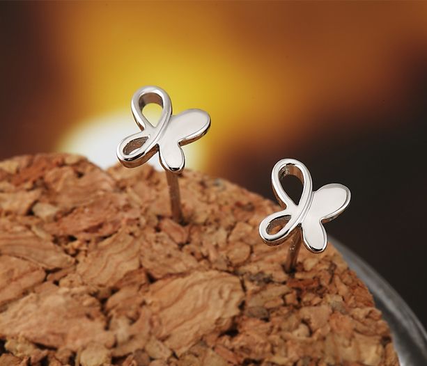 Elegant butterfly shape 925 sterling silver ear stud earrings for gift