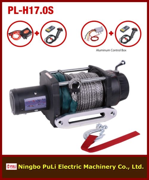 4x4/4wd truck/jeep 17000lb/8000kg/8ton DC 12 volt synthetic/nylon rope electric recovery winch wireless remote trailer 