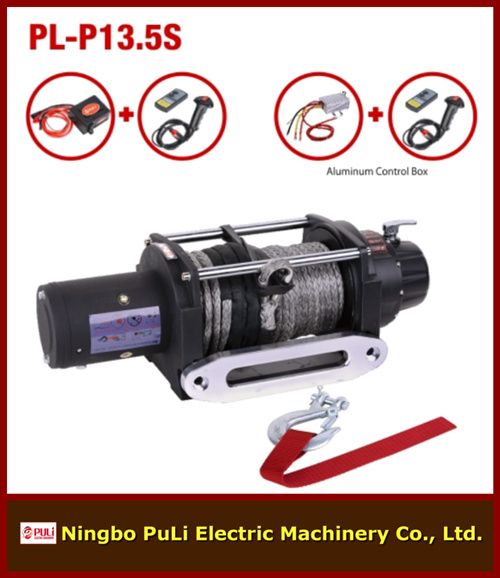 4x4/4wd suvs/truck/jeep heavy duty 13500lb/6000kg/6ton DC 12 volt electric recovery winch with synthetic/fiber/nylon rope  