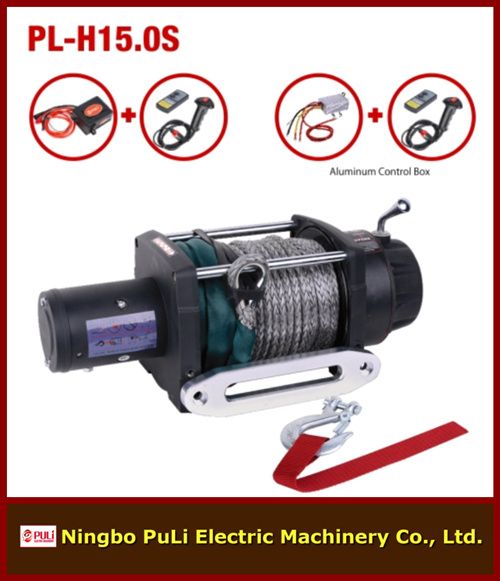 4x4 off road/truck/jeep 15000lb/7000kg/7ton heavy weight DC 12 v synthetic/nylon rope wireless remote trailer electric winch 