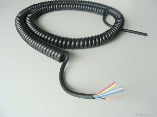 Multi cores spiral coil cable, PU jacket, high flexible, OEM