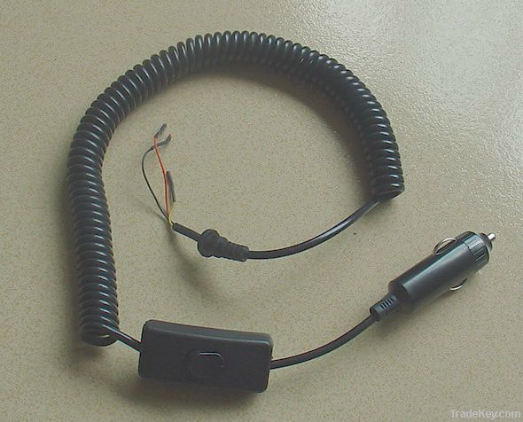 Car cigar lighter spiral cable with switch