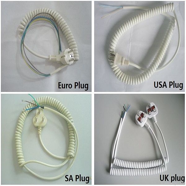 strandard power cord spiral cable for different contries