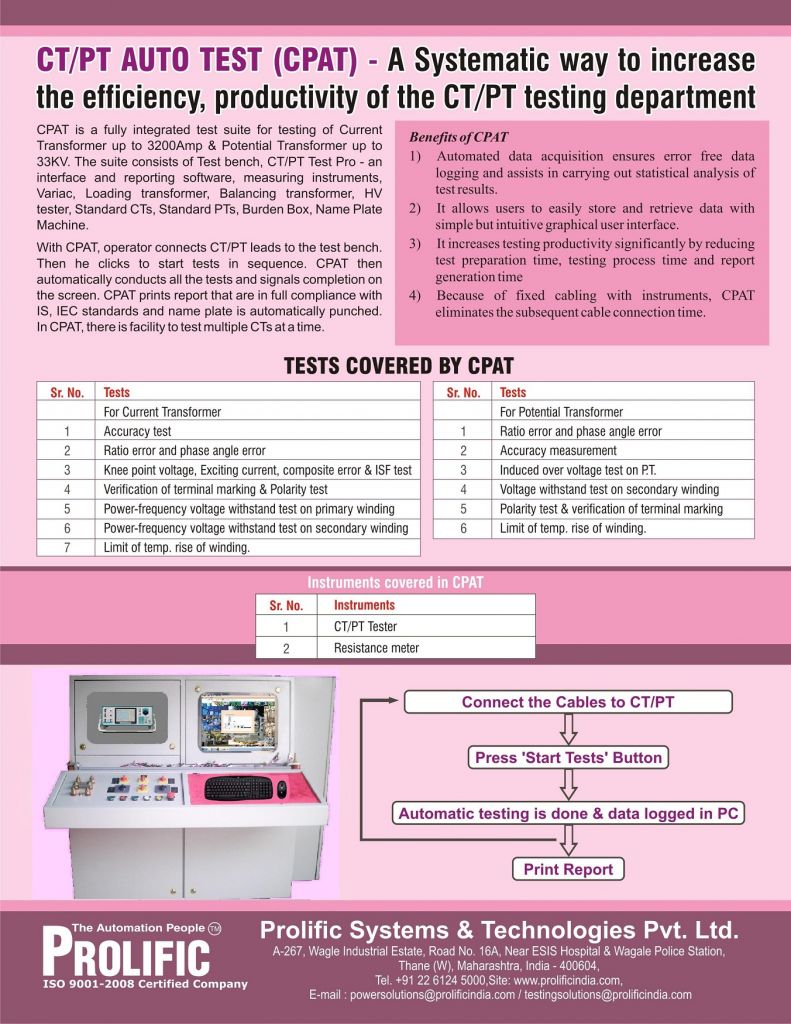 Introduction of Intelligent Transformer  testing and Reporting  system for Transformer Auto test, CT/ PT Auto Test, Shunt Reactor Auto Test and Motor Auto Test Systems