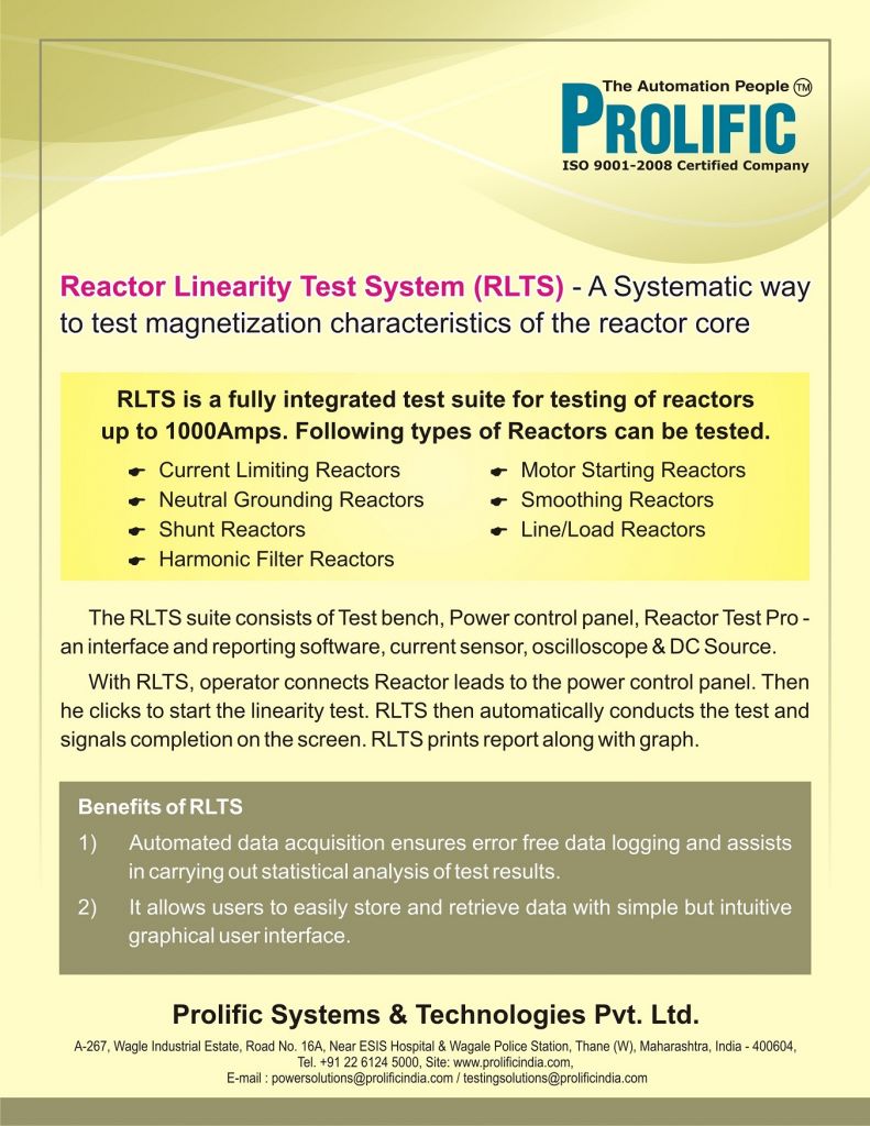 Introduction of Intelligent Transformer  testing and Reporting  system for Transformer Auto test, CT/ PT Auto Test, Shunt Reactor Auto Test and Motor Auto Test Systems