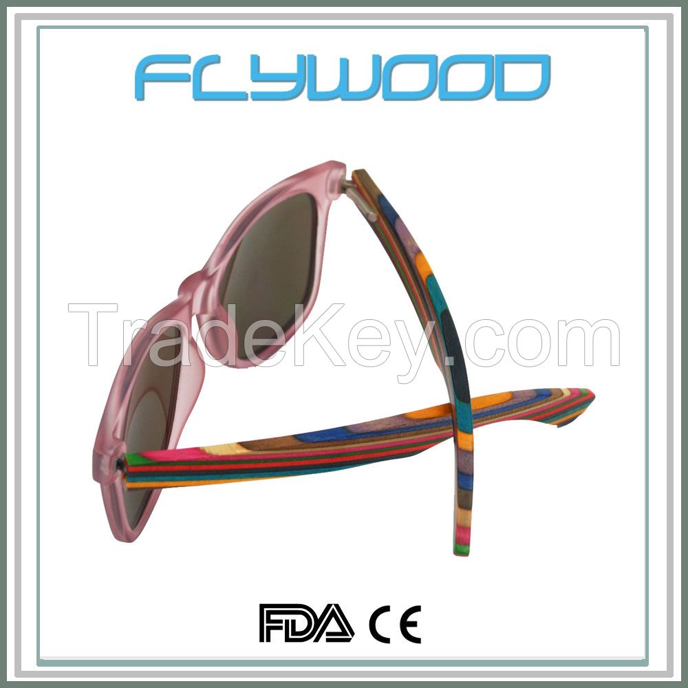 2016 FDA Wholesale Mirror Lens China Plastic Bamboo Sunglasses Custom Logo Polarized Wooden Sunglasses