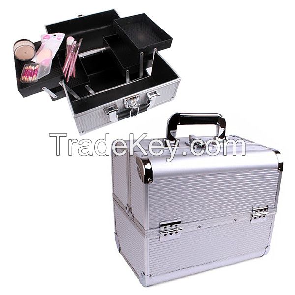 Aluminium beauty box with silvery strong handle RZ-LCO158-1