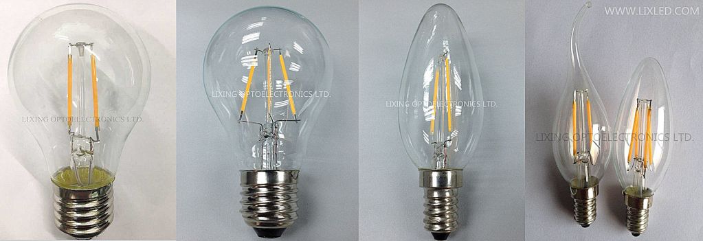 360degree Whole Glass body LED Filament bulb A60 and C35