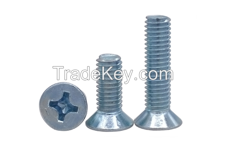 Flat head machine screw, steel with zinc plated